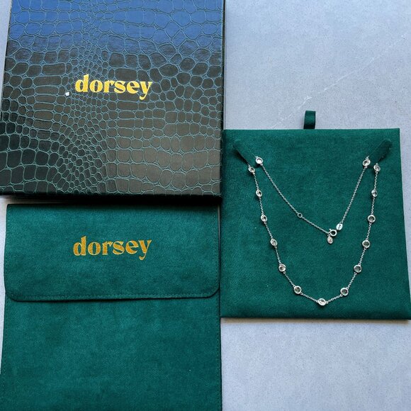 DORSEY CLEMENCE, LAB WHITE SAPPHIRE 1.50 CARAT 15 STONE STRAND NECKLACE, SILVER - Picture 1 of 8